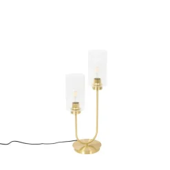 Art-Deco-Tischlampe Gold mit Glas 2-flammig - Laura