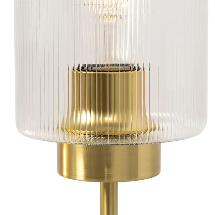 Art-Deco-Tischlampe Gold mit Glas 2-flammig - Laura