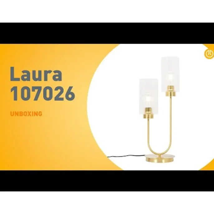 Art-Deco-Tischlampe Gold mit Glas 2-flammig - Laura