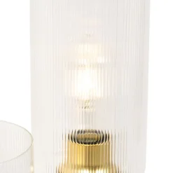 Art-Deco-Tischlampe Gold mit Glas 2-flammig - Laura