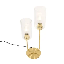 Art-Deco-Tischlampe Gold mit Glas 2-flammig - Laura