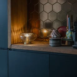 Art-Deco-Tischlampe Gold mit Glas - Ayesha