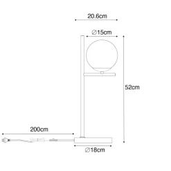 Art-Deco-Tischlampe in Schwarz und Rauchglas – Flore