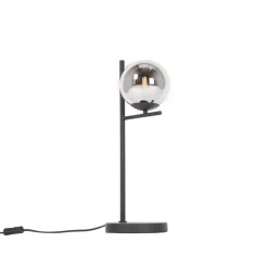 Art-Deco-Tischlampe in Schwarz und Rauchglas – Flore