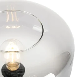 Art-Deco-Tischlampe schwarz mit Rauchglas - Bizle