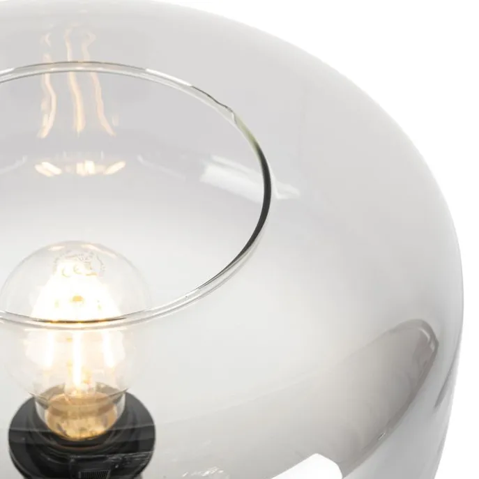 Art-Deco-Tischlampe schwarz mit Rauchglas - Bizle