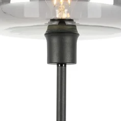 Art-Deco-Tischlampe schwarz mit Rauchglas - Bizle