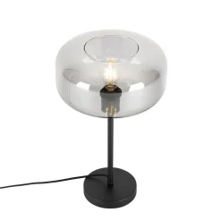 Art-Deco-Tischlampe schwarz mit Rauchglas - Bizle