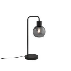 Art-Deco-Tischlampe schwarz mit Rauchglas - Vidro