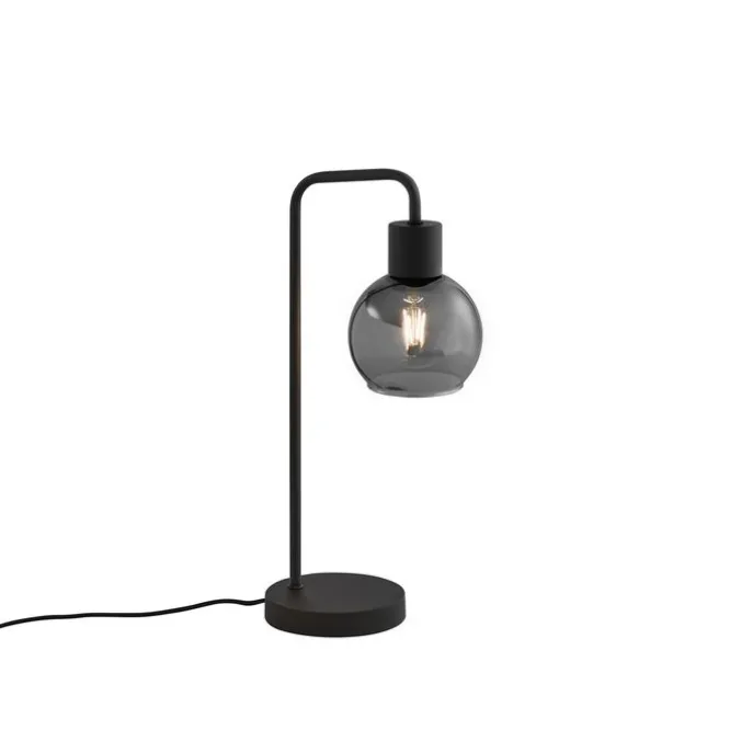 Art-Deco-Tischlampe schwarz mit Rauchglas - Vidro