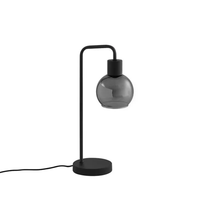 Art-Deco-Tischlampe schwarz mit Rauchglas - Vidro