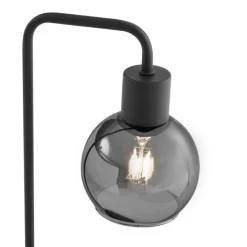 Art-Deco-Tischlampe schwarz mit Rauchglas - Vidro