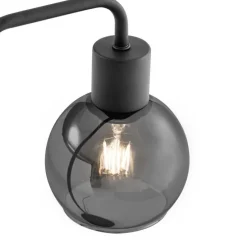 Art-Deco-Tischlampe schwarz mit Rauchglas - Vidro