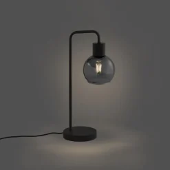 Art-Deco-Tischlampe schwarz mit Rauchglas - Vidro