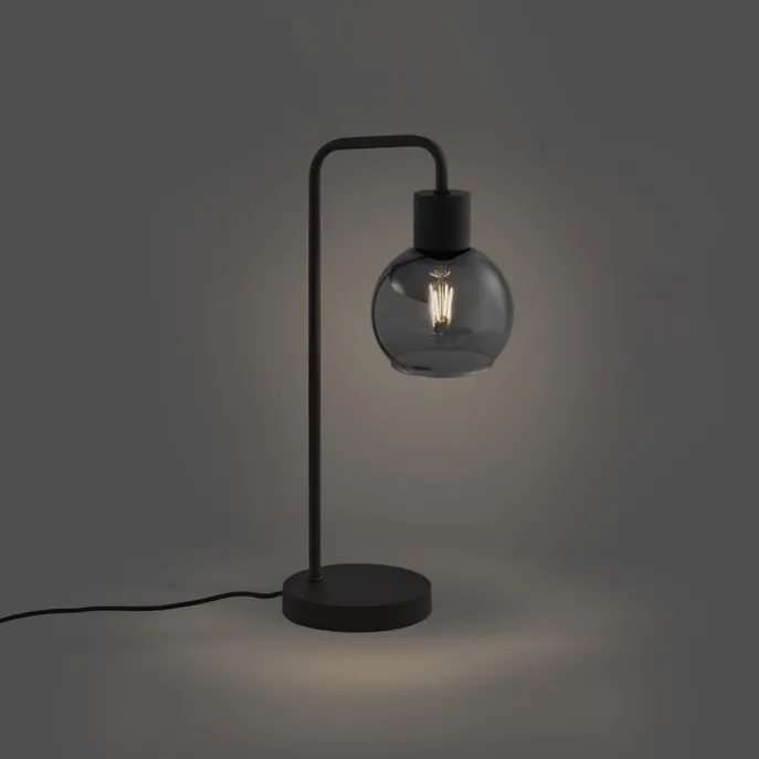 Art-Deco-Tischlampe schwarz mit Rauchglas - Vidro