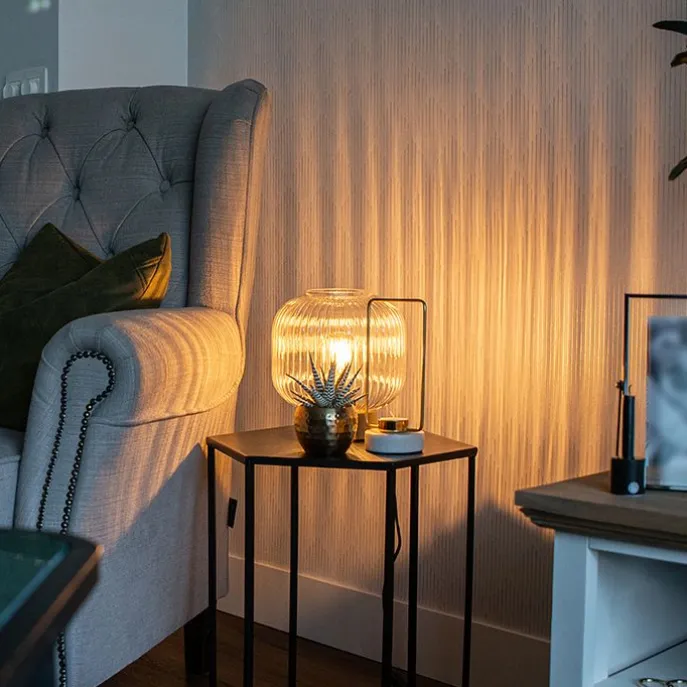 Art-Deco-Tischleuchte Messing mit Glas - Karel