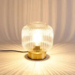 Art-Deco-Tischleuchte Messing mit Glas - Karel