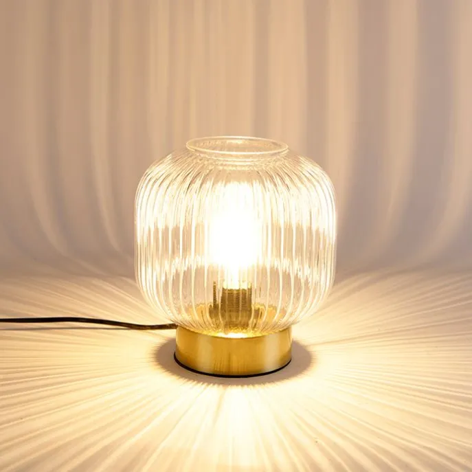 Art-Deco-Tischleuchte Messing mit Glas - Karel