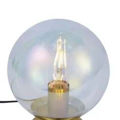 Art-Deco-Tischleuchte Messing mit Rauchglas-Regenbogen - Pallon