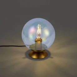 Art-Deco-Tischleuchte Messing mit Rauchglas-Regenbogen - Pallon