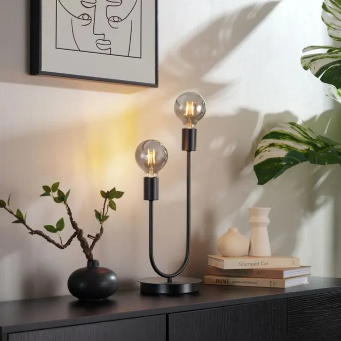 Art-Deco-Tischleuchte schwarz 2-flammig - Tuning