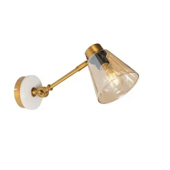 Art-Deco-Wandleuchte aus Bronze mit Marmor und bernsteinfarbenem Glas – Nina