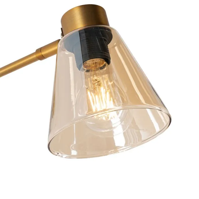 Art-Deco-Wandleuchte aus Bronze mit Marmor und bernsteinfarbenem Glas – Nina