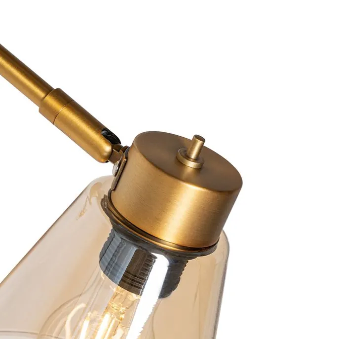 Art-Deco-Wandleuchte aus Bronze mit Marmor und bernsteinfarbenem Glas – Nina