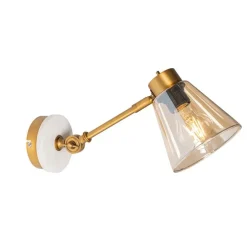 Art-Deco-Wandleuchte aus Bronze mit Marmor und bernsteinfarbenem Glas – Nina