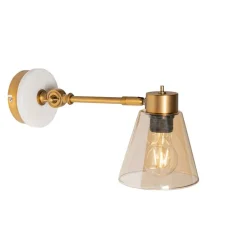 Art-Deco-Wandleuchte aus Bronze mit Marmor und bernsteinfarbenem Glas – Nina