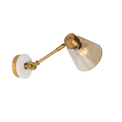 Art-Deco-Wandleuchte aus Bronze mit Marmor und bernsteinfarbenem Glas – Nina