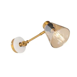 Art-Deco-Wandleuchte aus Bronze mit Marmor und bernsteinfarbenem Glas – Nina