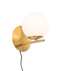 Art-Deco-Wandleuchte aus Gold und Opalglas - Flore