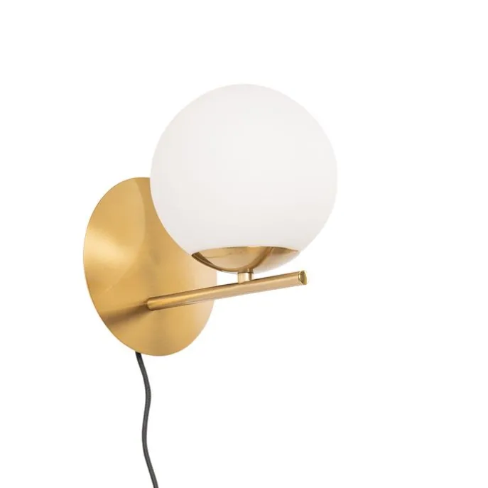 Art-Deco-Wandleuchte aus Gold und Opalglas - Flore