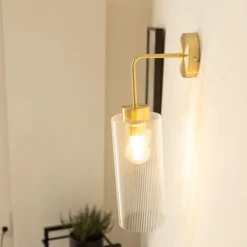 Art-Deco-Wandleuchte Gold mit Glas - Laura