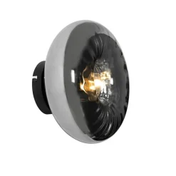 Art-Deco-Wandleuchte schwarz mit Rauchglas - Ayesha