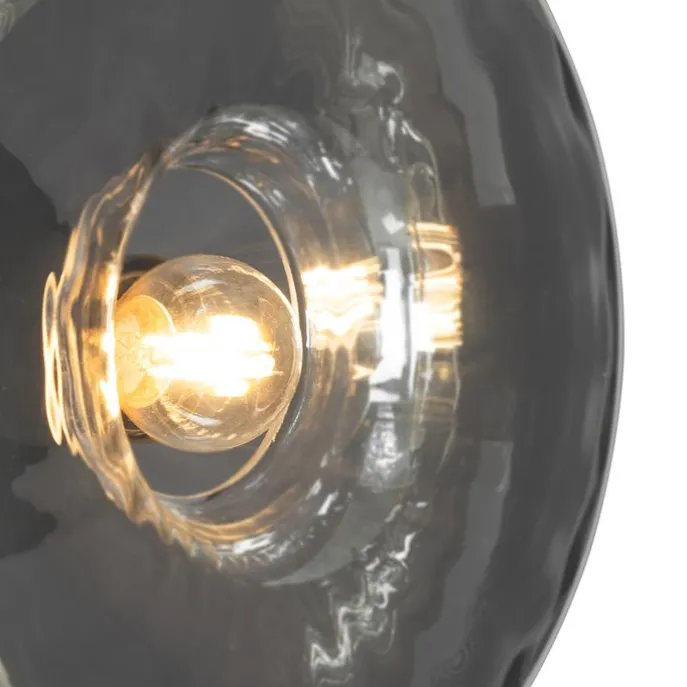 Art-Deco-Wandleuchte schwarz mit Rauchglas - Ayesha