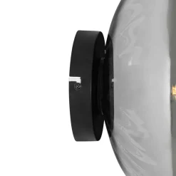 Art-Deco-Wandleuchte schwarz mit Rauchglas - Ayesha