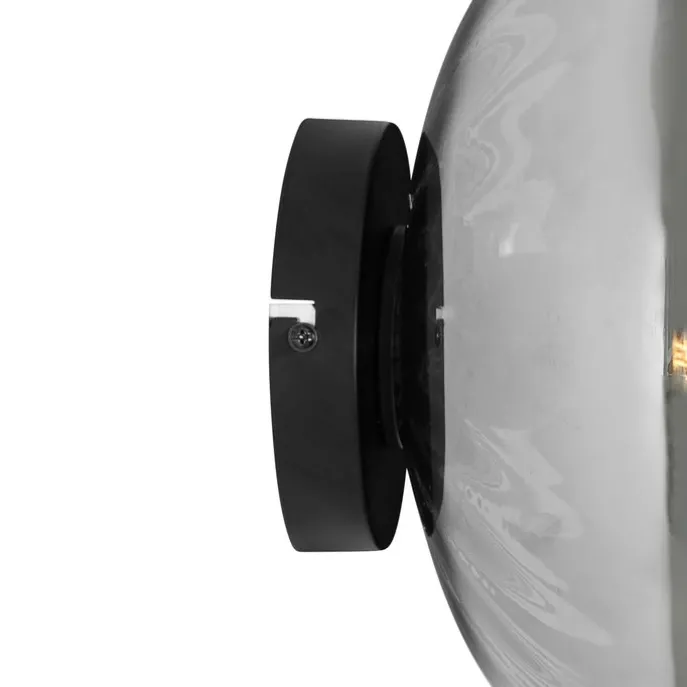 Art-Deco-Wandleuchte schwarz mit Rauchglas - Ayesha