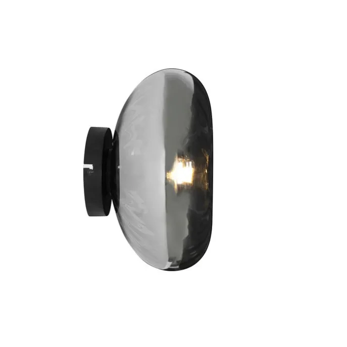 Art-Deco-Wandleuchte schwarz mit Rauchglas - Ayesha