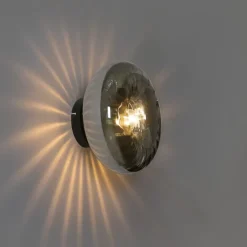 Art-Deco-Wandleuchte schwarz mit Rauchglas - Ayesha