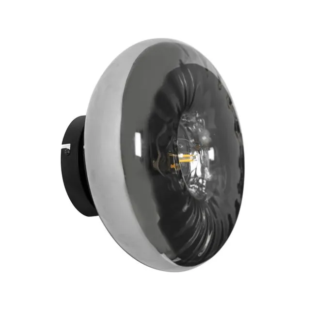 Art-Deco-Wandleuchte schwarz mit Rauchglas - Ayesha