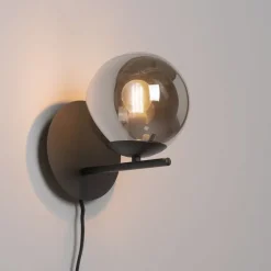 Art-Deco-Wandleuchte schwarz und Rauchglas - Flore