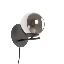 Art-Deco-Wandleuchte schwarz und Rauchglas - Flore