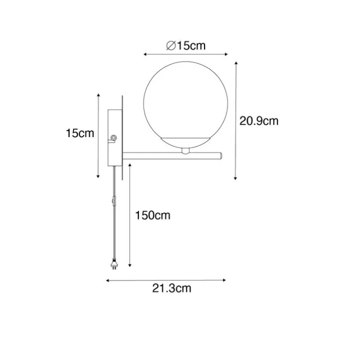 Art-Deco-Wandleuchte schwarz und Rauchglas - Flore