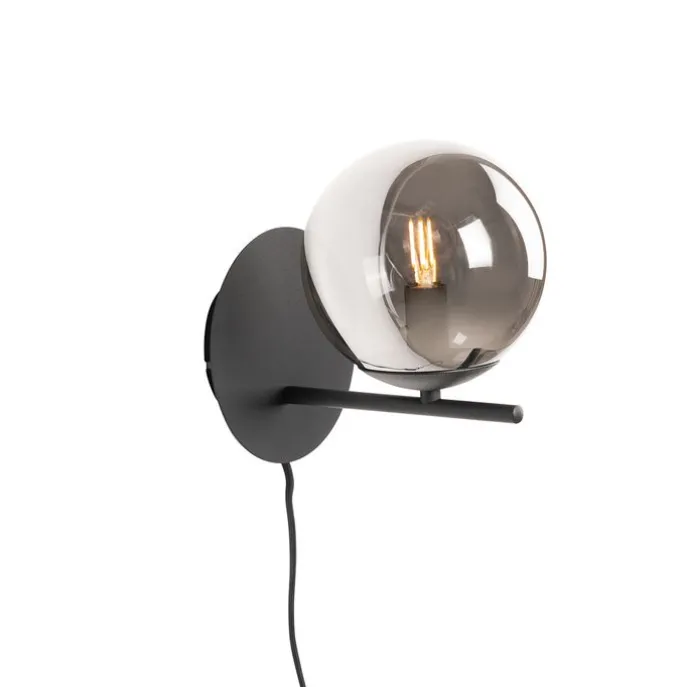 Art-Deco-Wandleuchte schwarz und Rauchglas - Flore