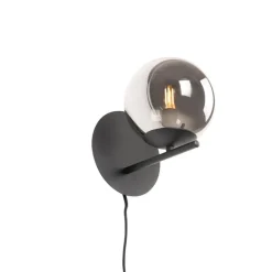 Art-Deco-Wandleuchte schwarz und Rauchglas - Flore