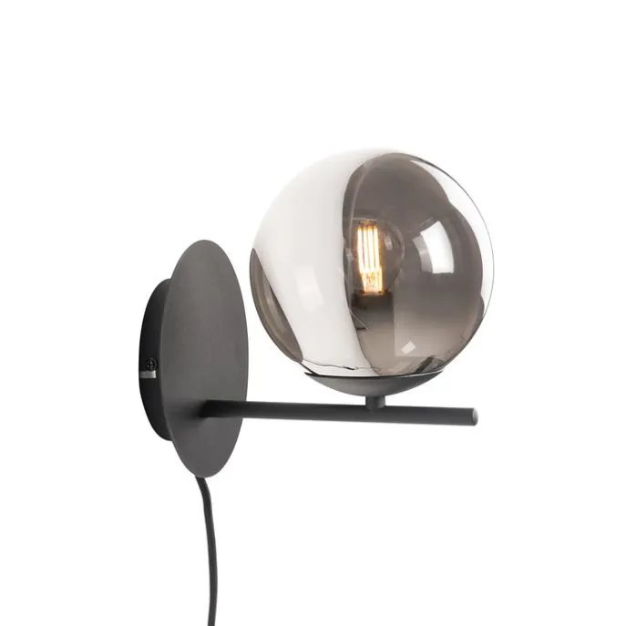 Art-Deco-Wandleuchte schwarz und Rauchglas - Flore