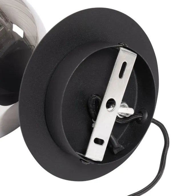 Art-Deco-Wandleuchte schwarz und Rauchglas - Flore