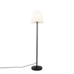 Außen Stehlampe schwarz mit weißem Schirm 35 cm IP65 - Virginia